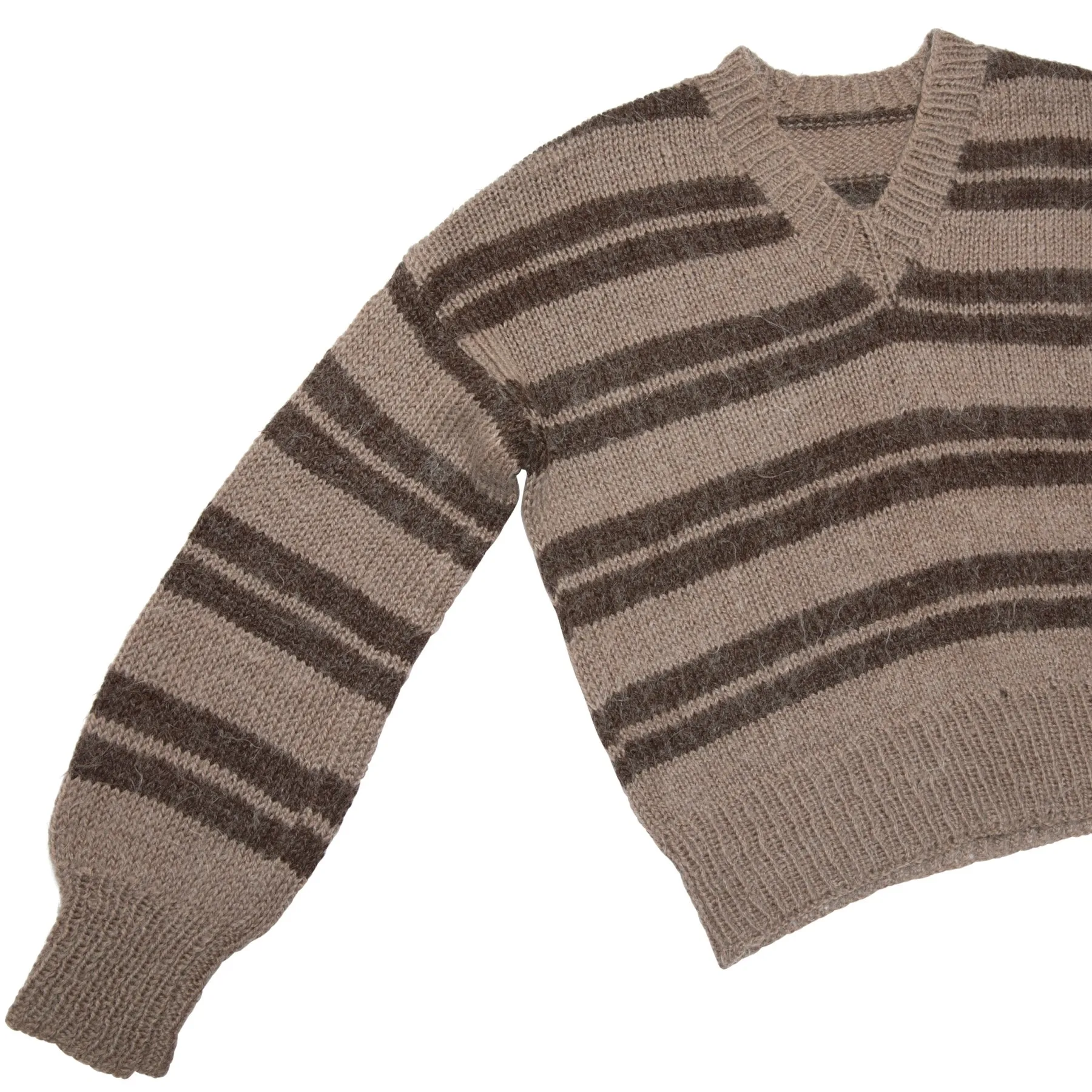 70s Collegiate Loose Mid Guage Mohair Yarn V Neck Pullover