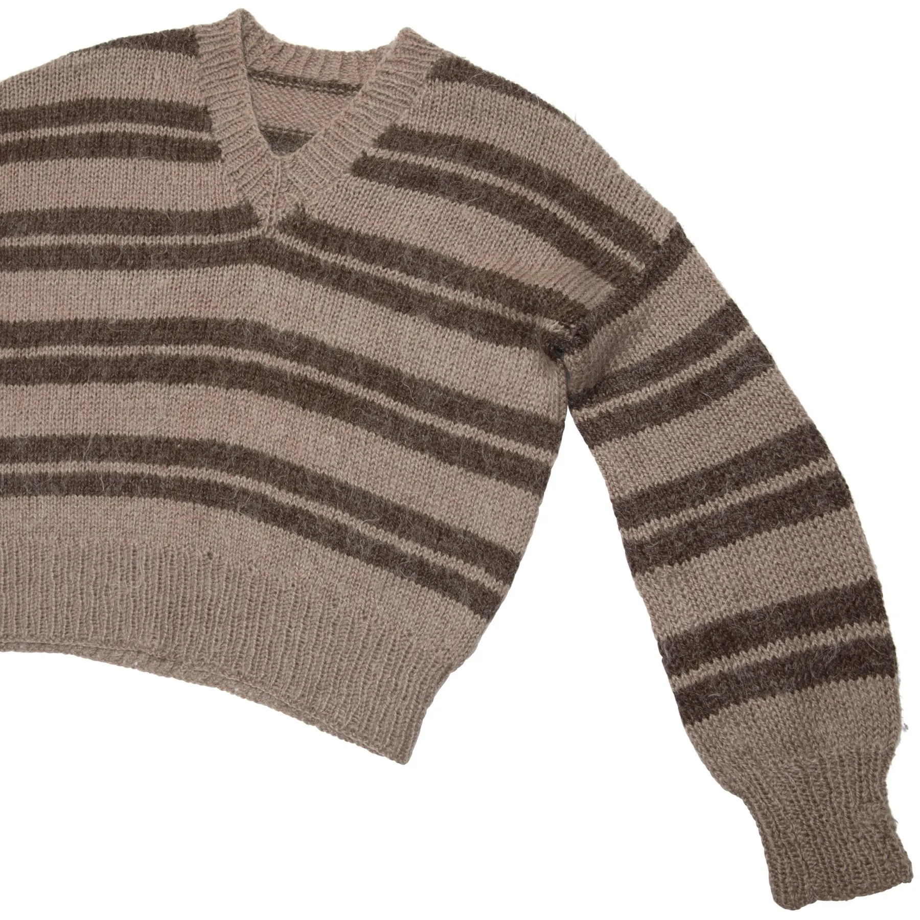 70s Collegiate Loose Mid Guage Mohair Yarn V Neck Pullover