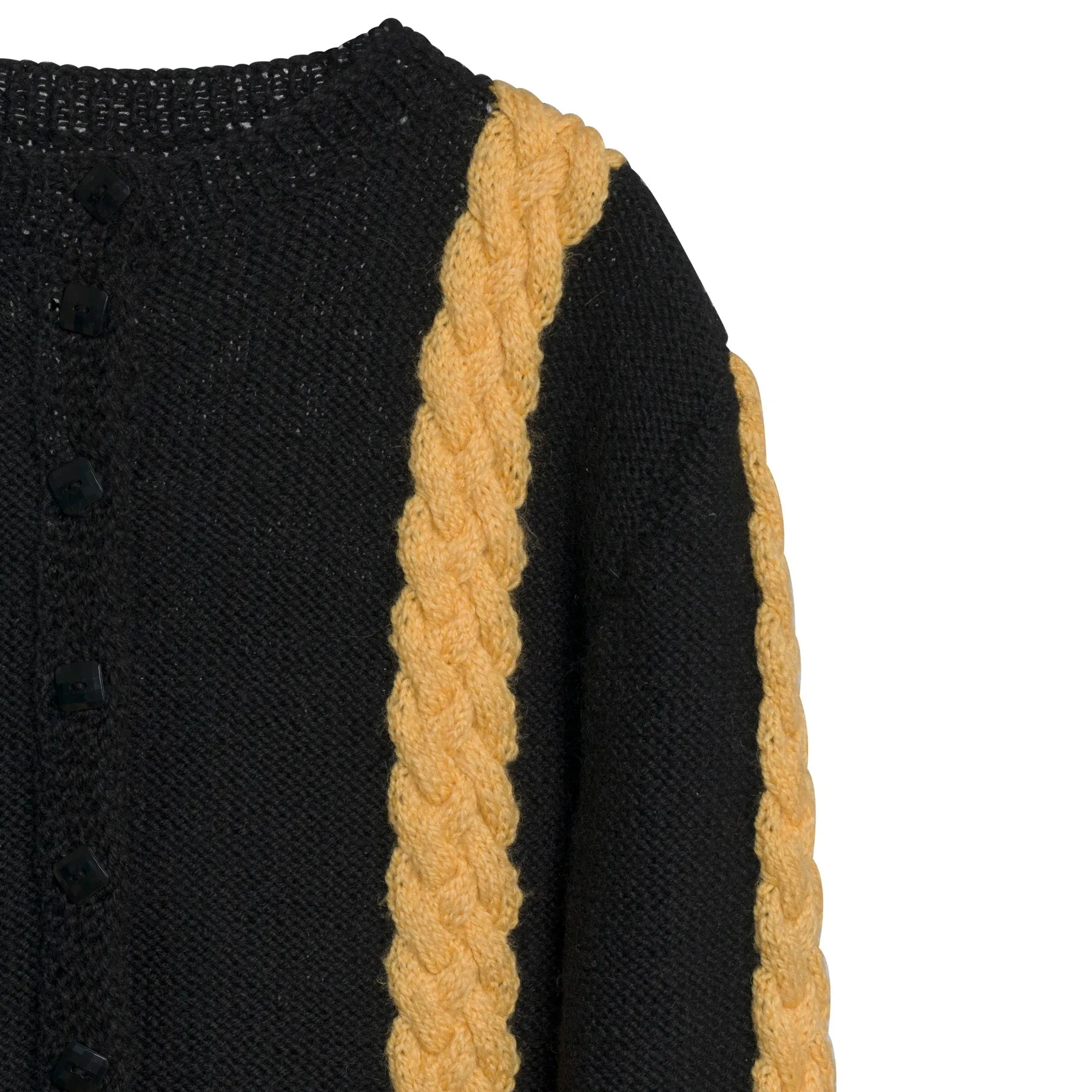 Alpaca Cable Plaited Knit Crew Neck Cardigan