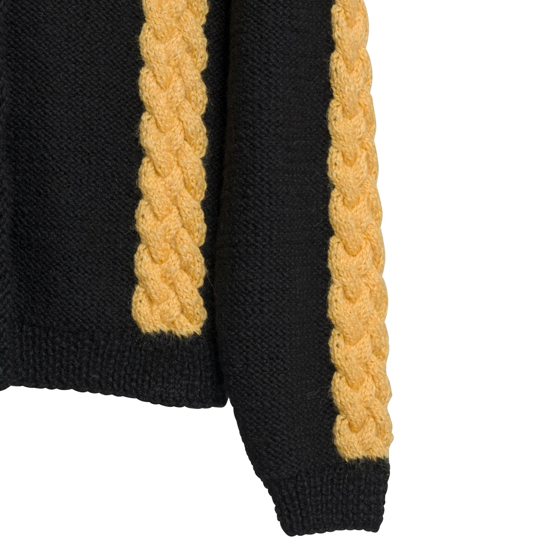 Alpaca Cable Plaited Knit Crew Neck Cardigan