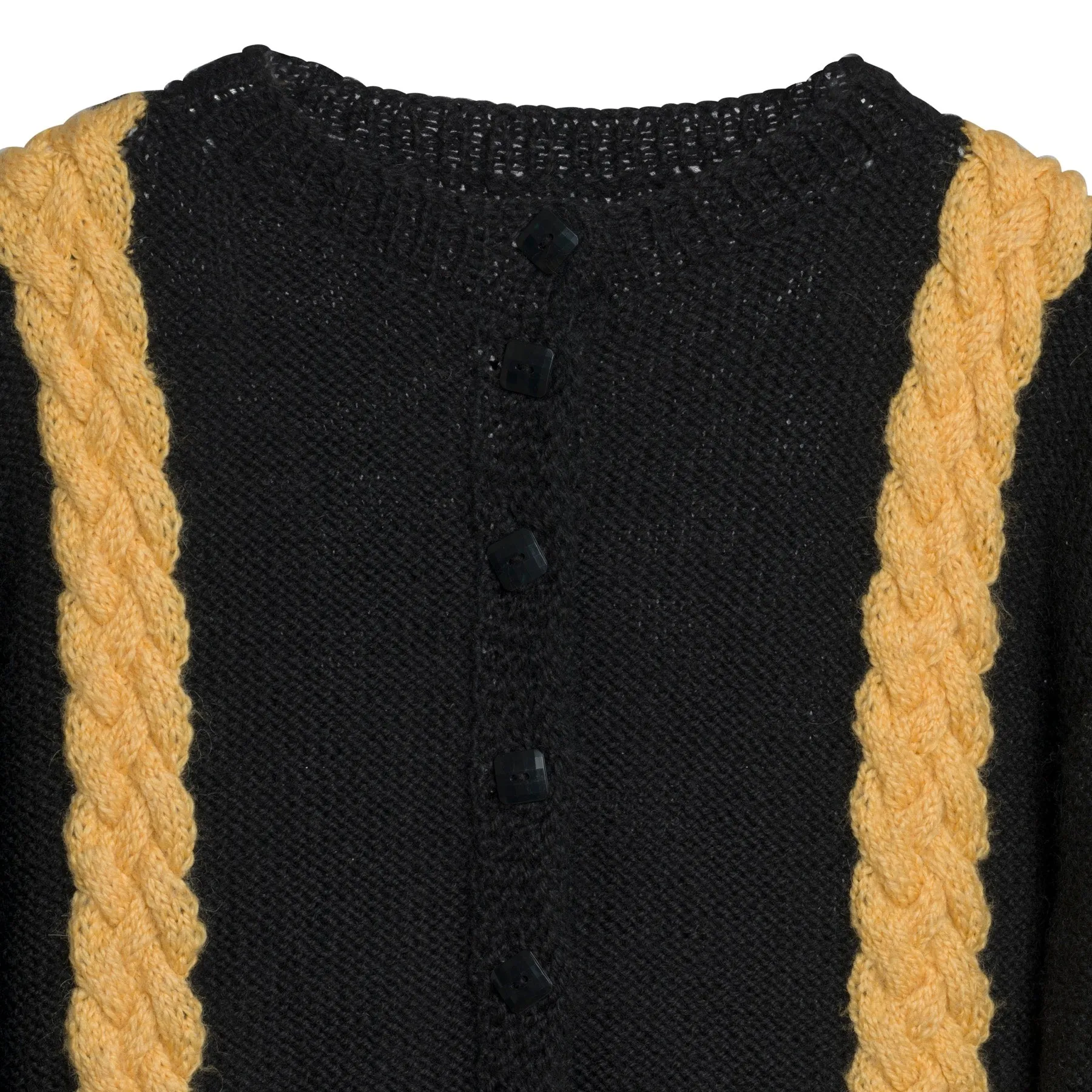 Alpaca Cable Plaited Knit Crew Neck Cardigan
