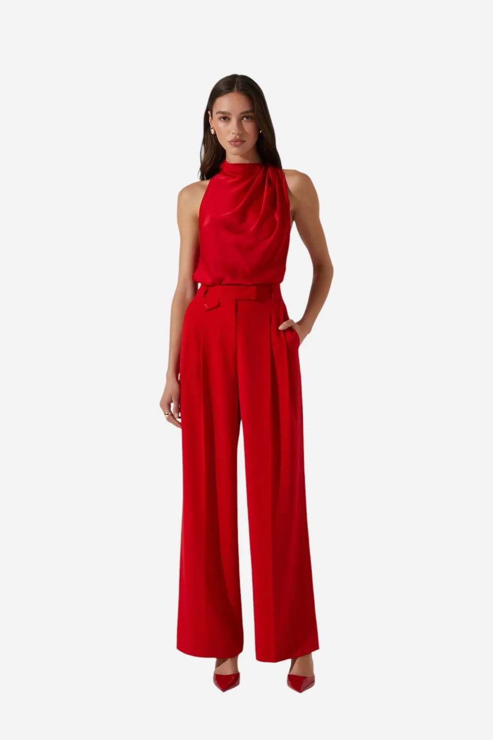 ASTR Bryony High Waisted Trouser Pants in Red