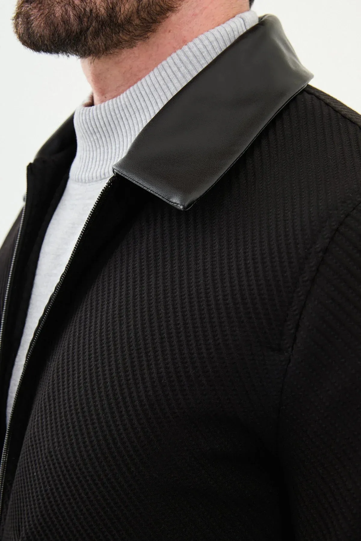 Brabion Eden Black Slim Fit Leather Coat
