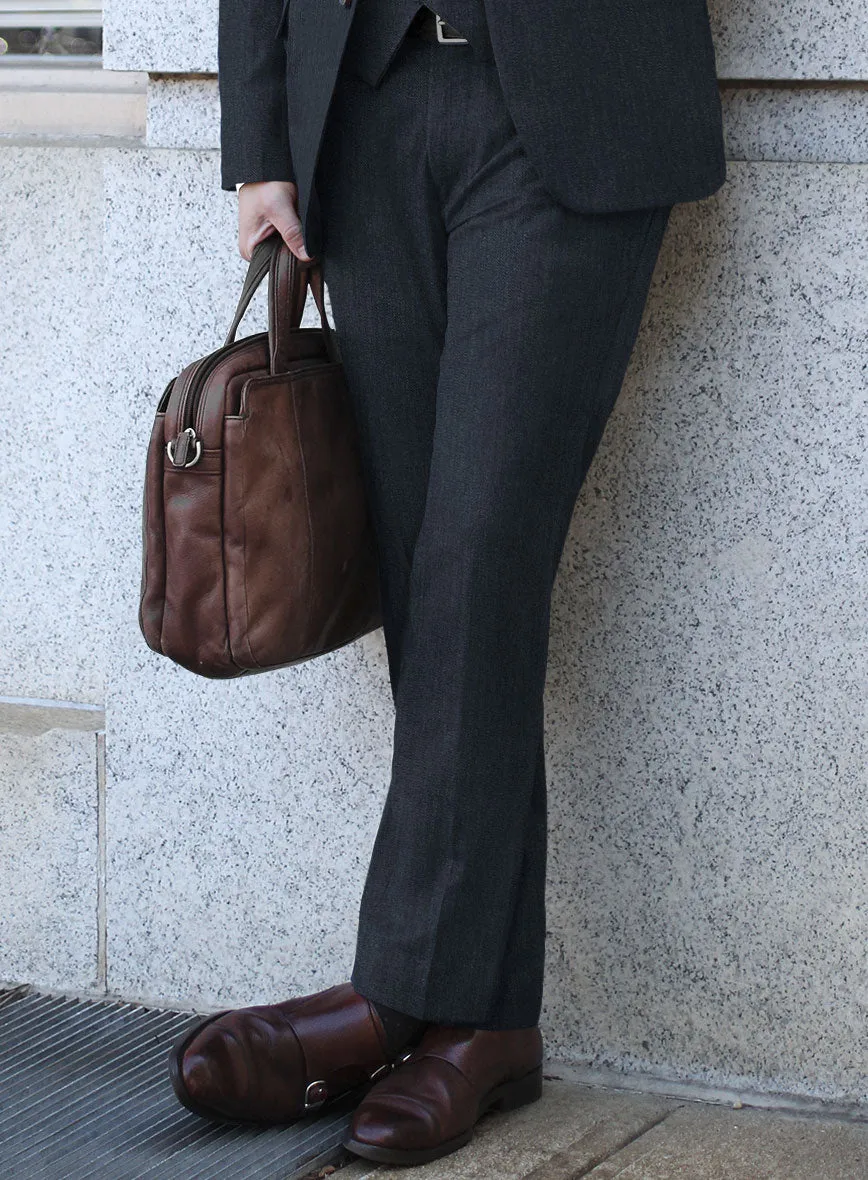 Bristol Muted Blue Herringbone Pants