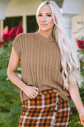 Cable Knit Short Sleeve Sweater