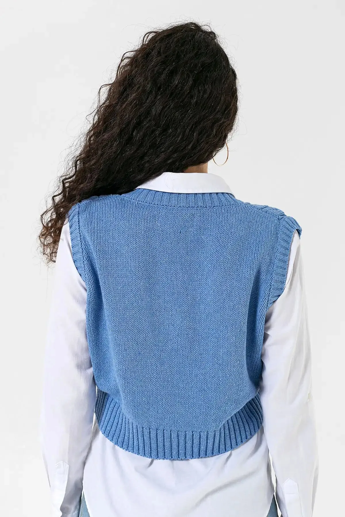 CABLE KNIT TOPS - BLUE
