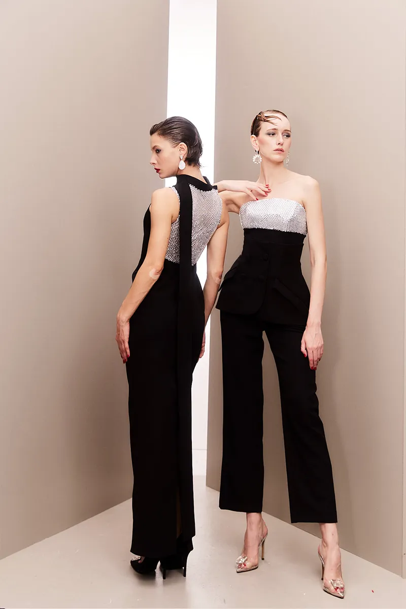 CRYSTAL EMBELLISHED THREE-PIECE ENSEMBLE