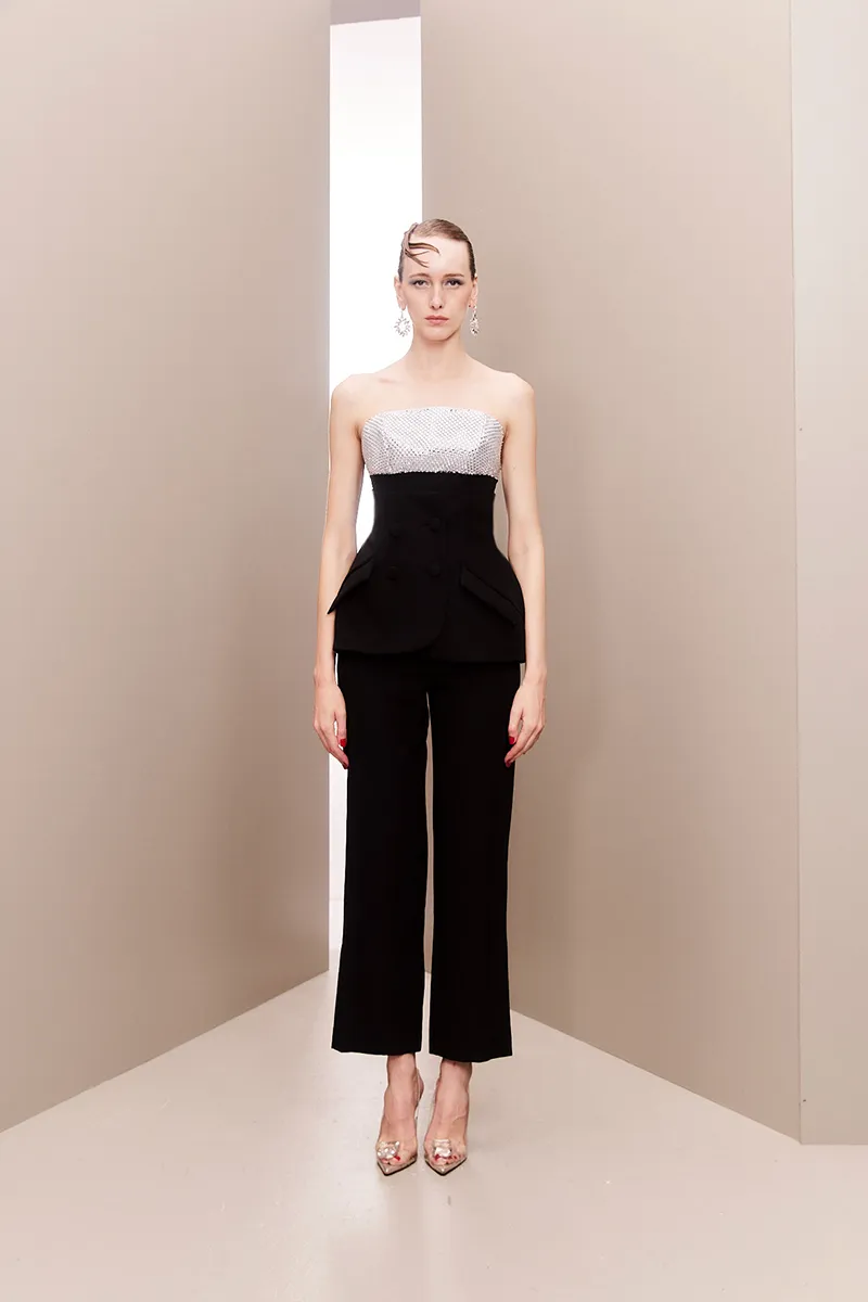 CRYSTAL EMBELLISHED THREE-PIECE ENSEMBLE