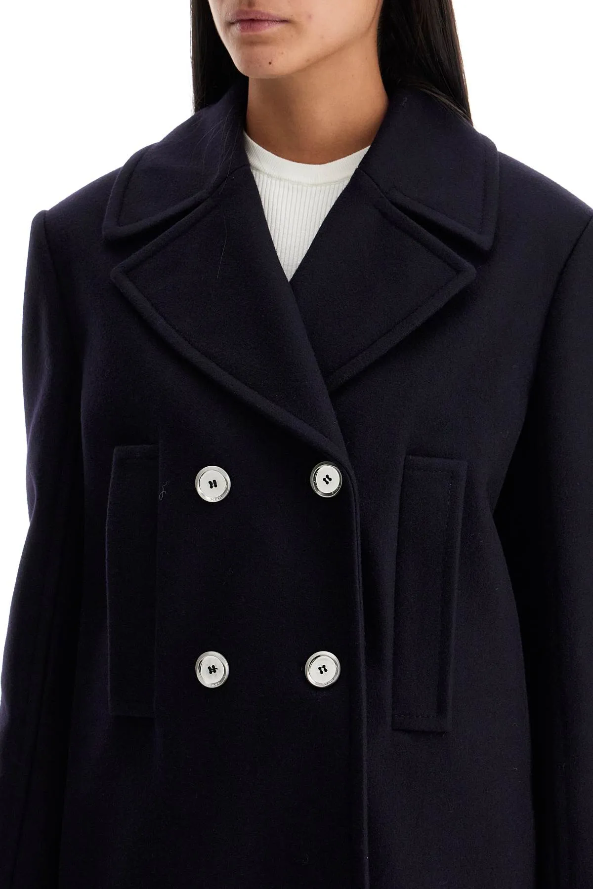 DOUBLE-BREASTED WOOL BLEND CABAN