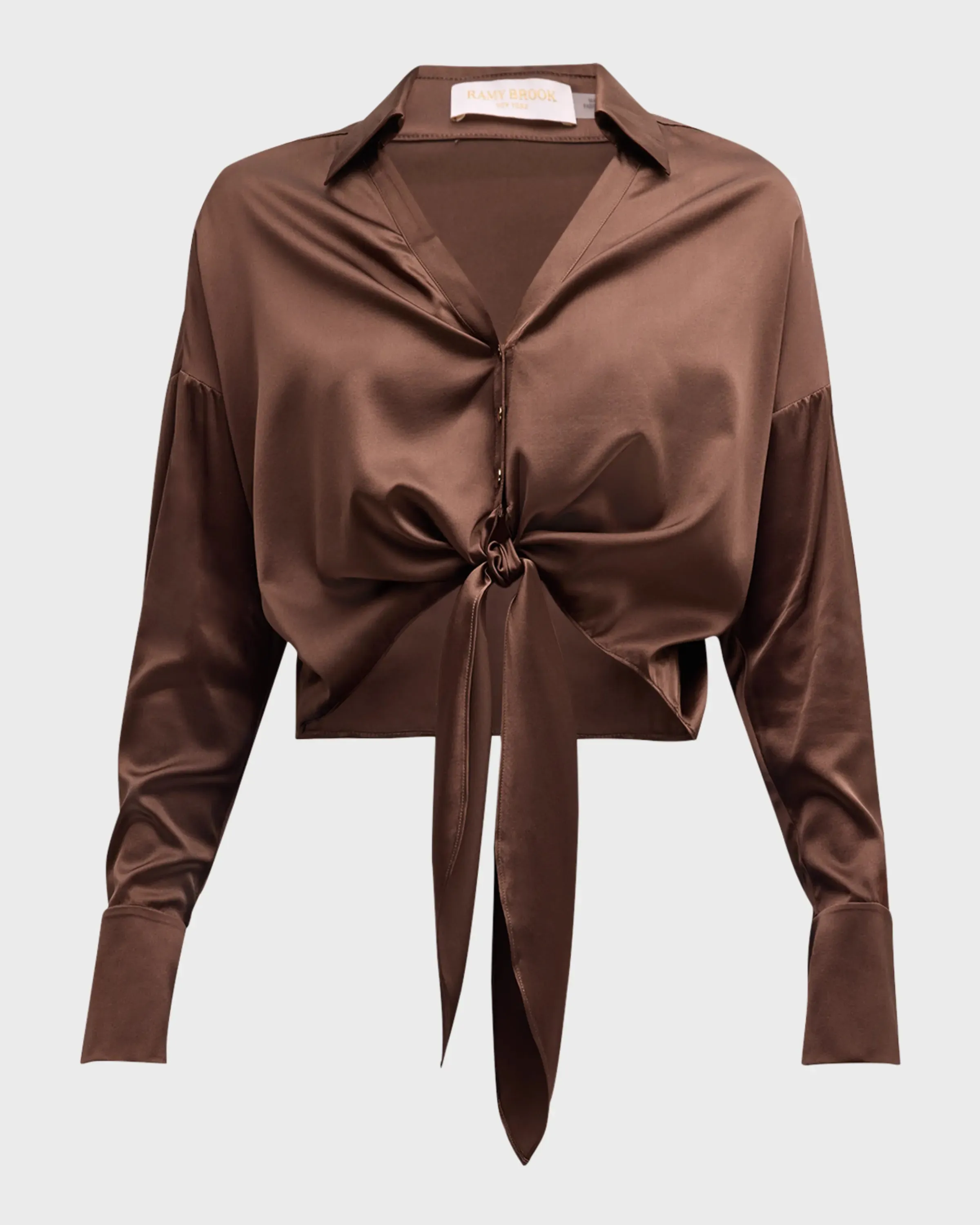 Farrah Silk Tie Front Blouse - Desert