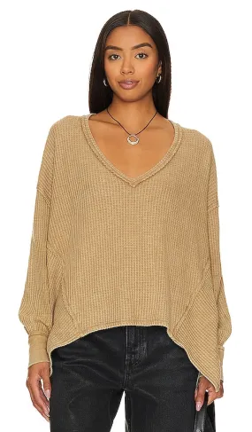 Free People Coraline Thermal Top in Tan