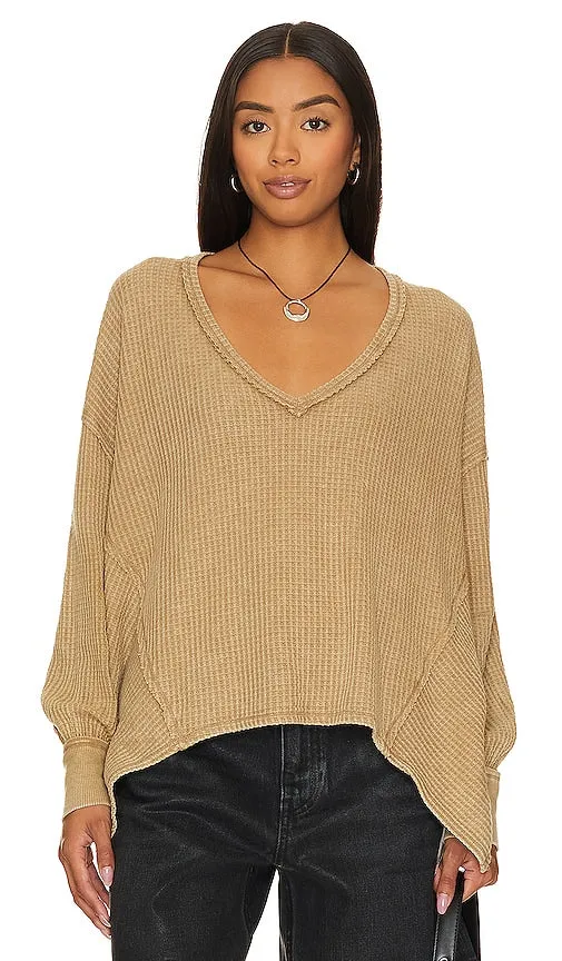Free People Coraline Thermal Top in Tan