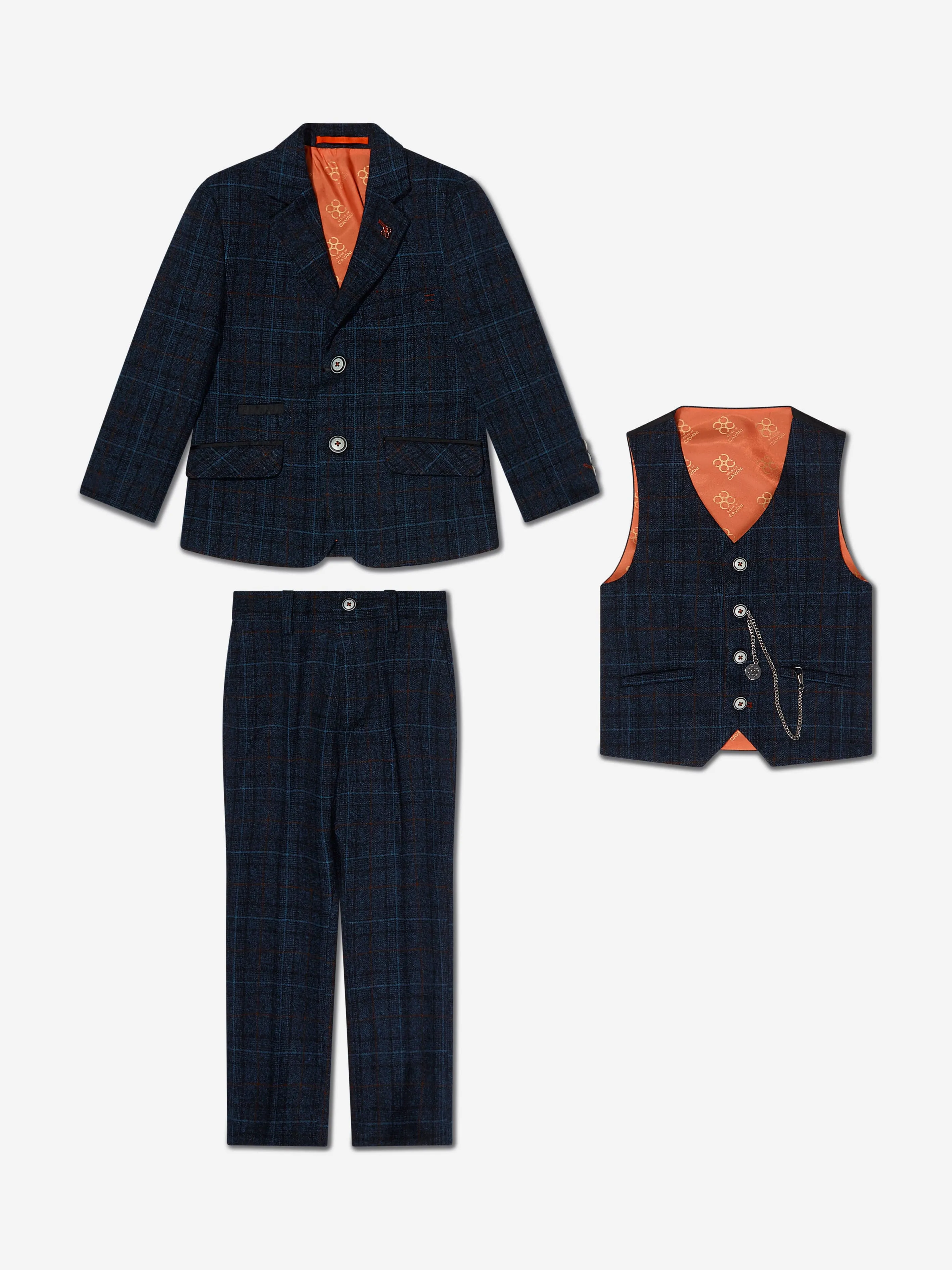 House Of Cavani Boys Cody Tweed Suit in Blue