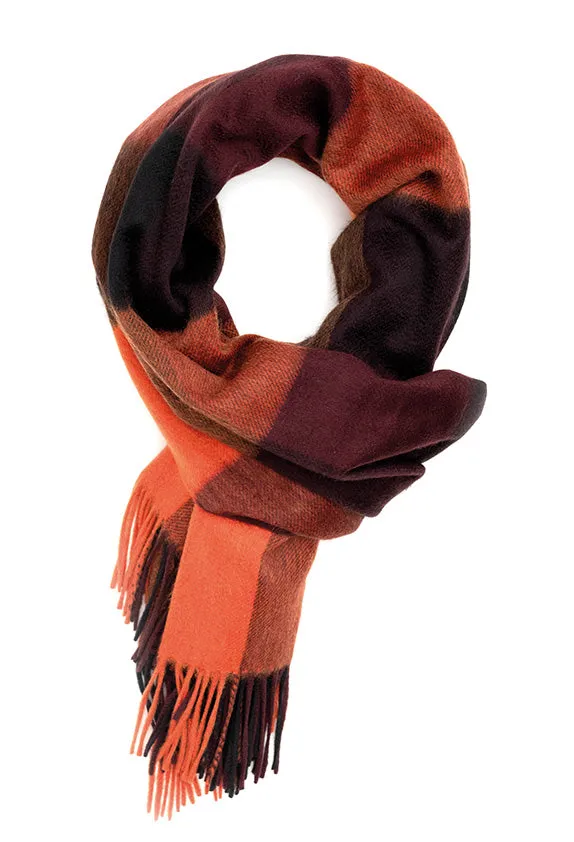 Joshua Ellis Check 100% Cashmere Stole Red