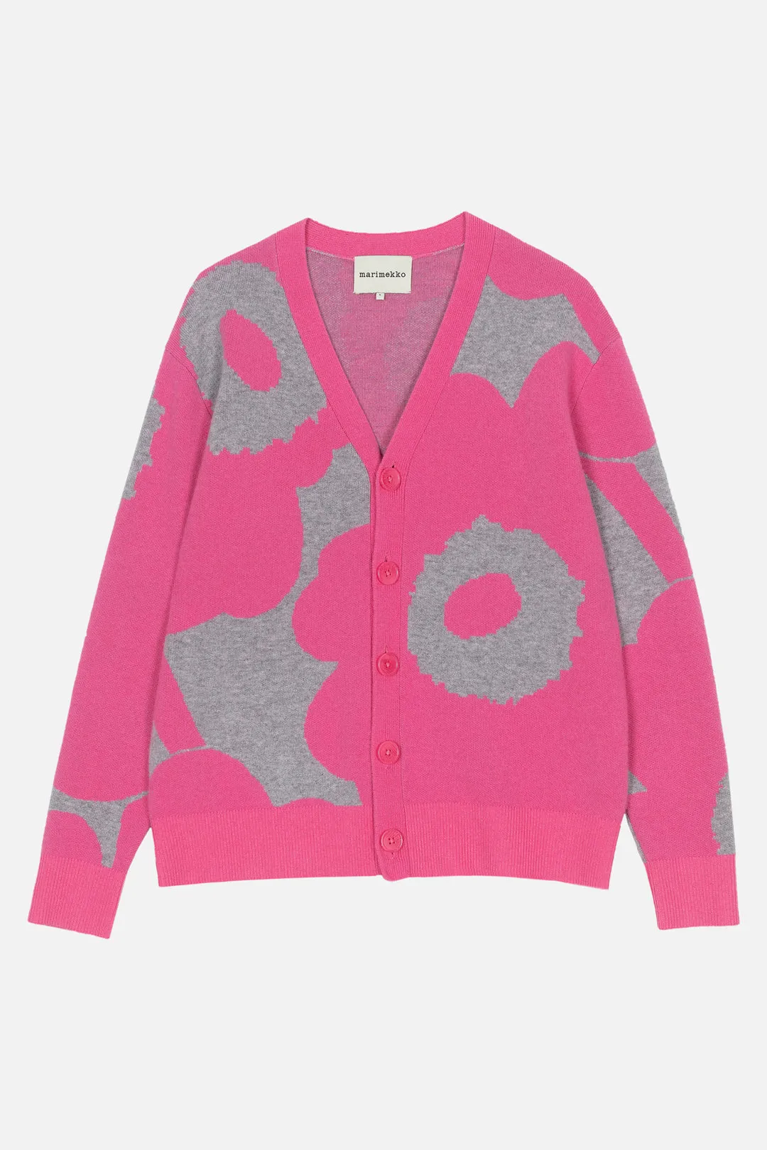 Marimekko Sif Unikko Wool Pink Cardigan