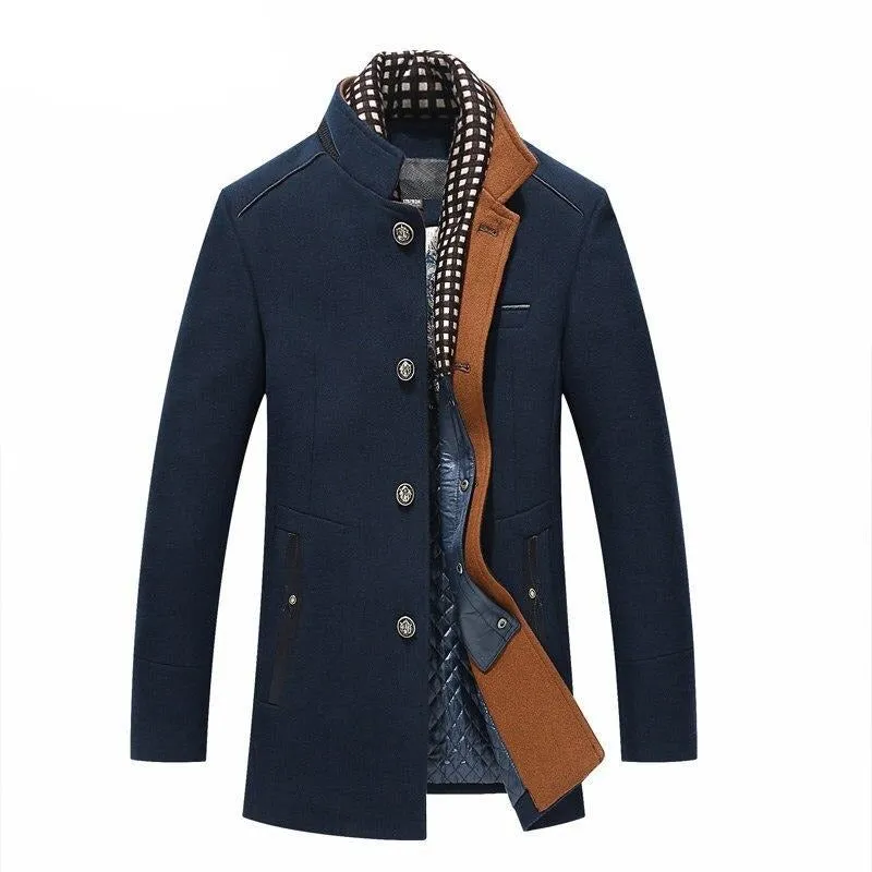 Men's Winter Long Wool Trench Coat