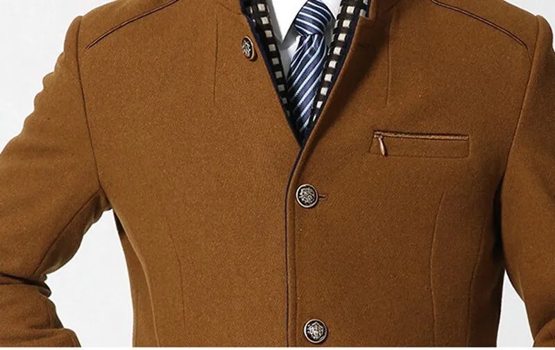 Men's Winter Long Wool Trench Coat