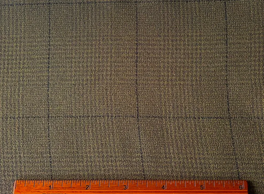 Mushroom Houndtooth Plaid Stretch Virgin Wool Crepe (Made in Italy)