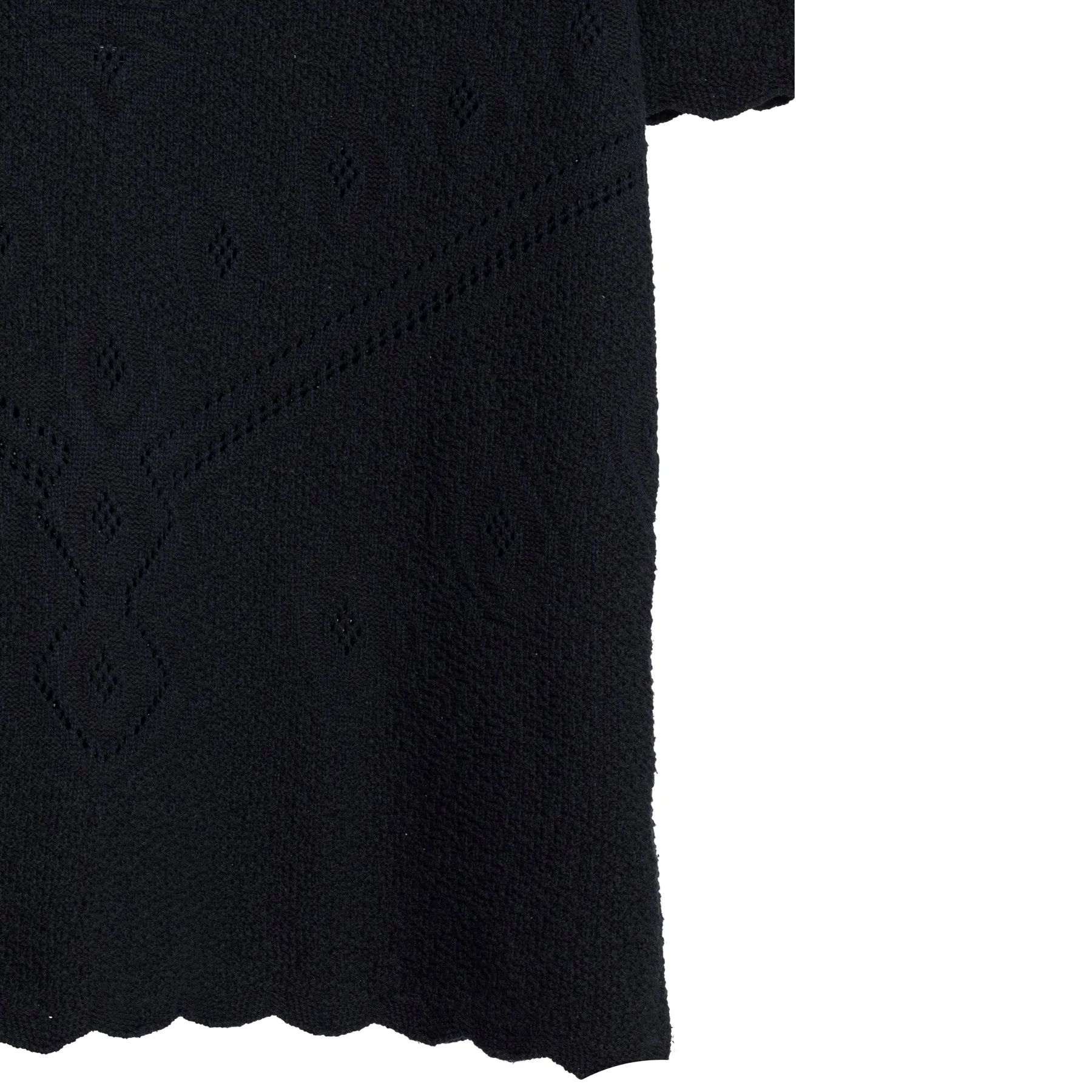 Open Eyelet Crepe Knit Scalloped T Sweater