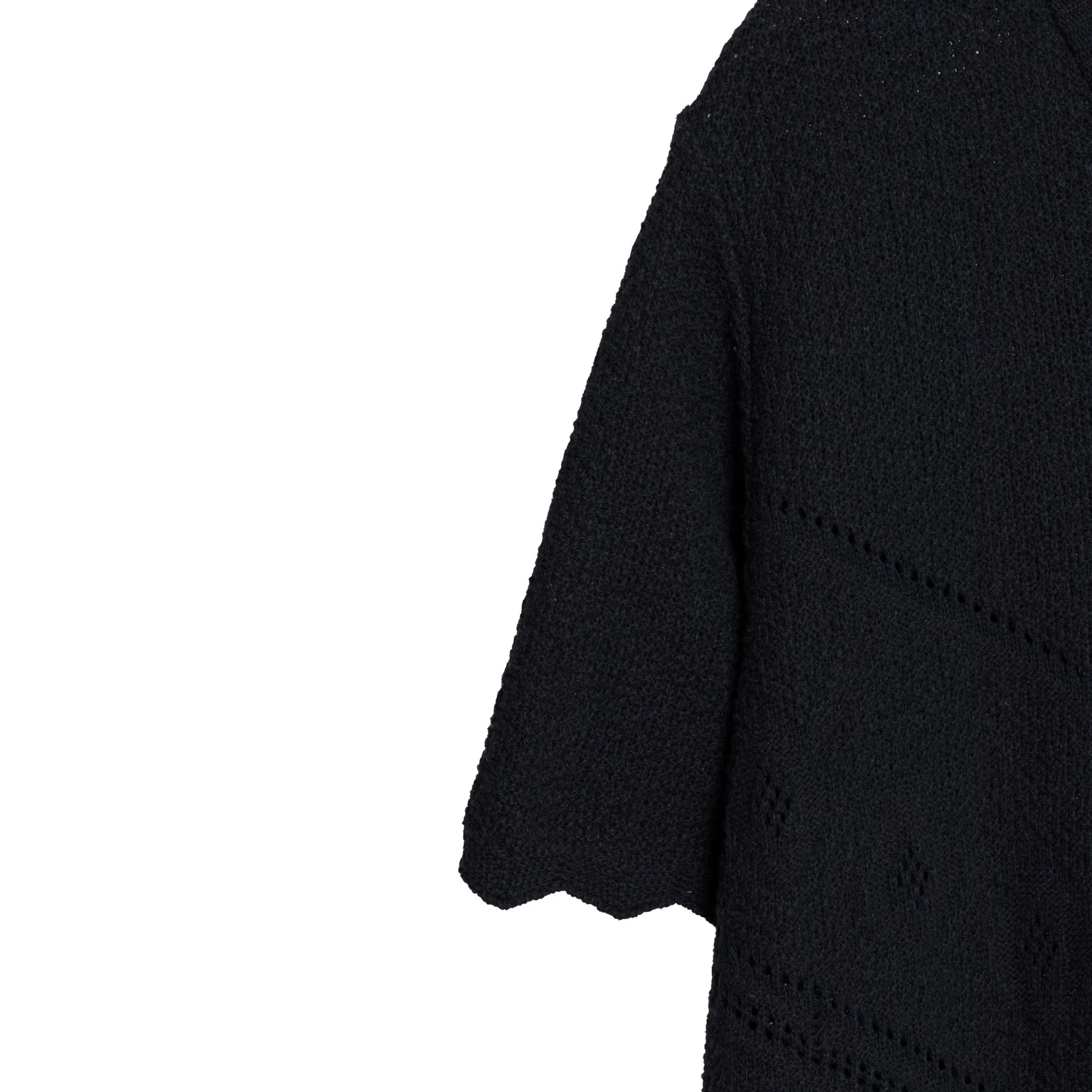 Open Eyelet Crepe Knit Scalloped T Sweater