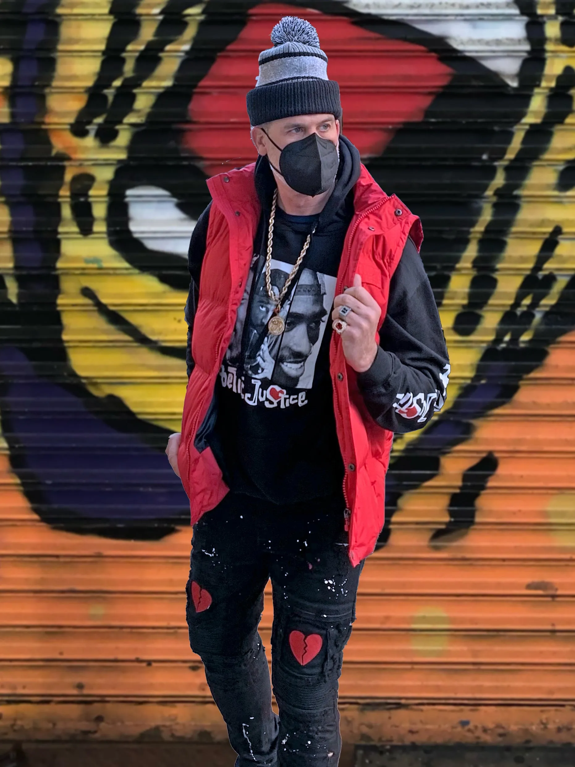 Oversize Red Puffer Vest