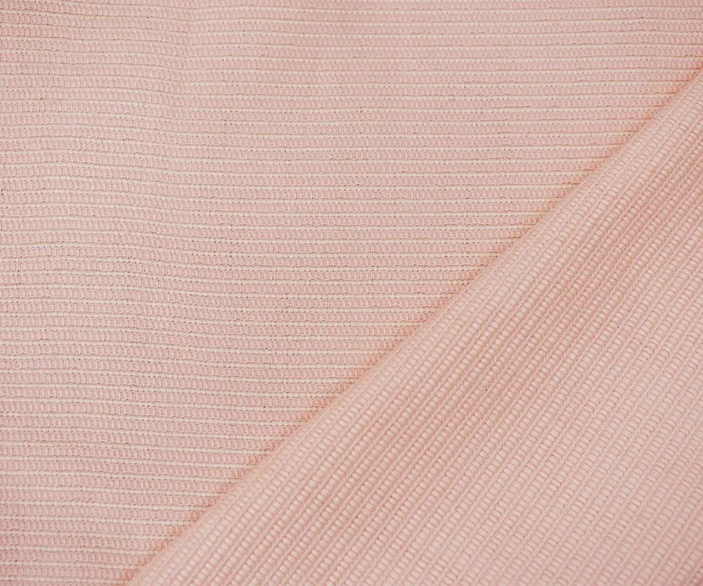 Pink-White Famous Maker Striped Cotton-Poly Textured Dobby Jacketing Fabric