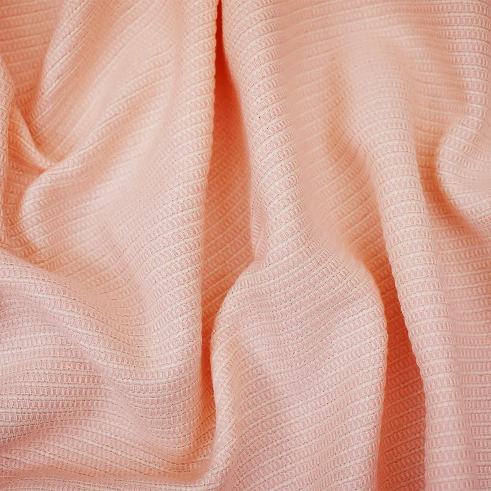 Pink-White Famous Maker Striped Cotton-Poly Textured Dobby Jacketing Fabric