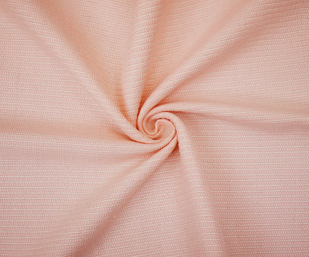 Pink-White Famous Maker Striped Cotton-Poly Textured Dobby Jacketing Fabric