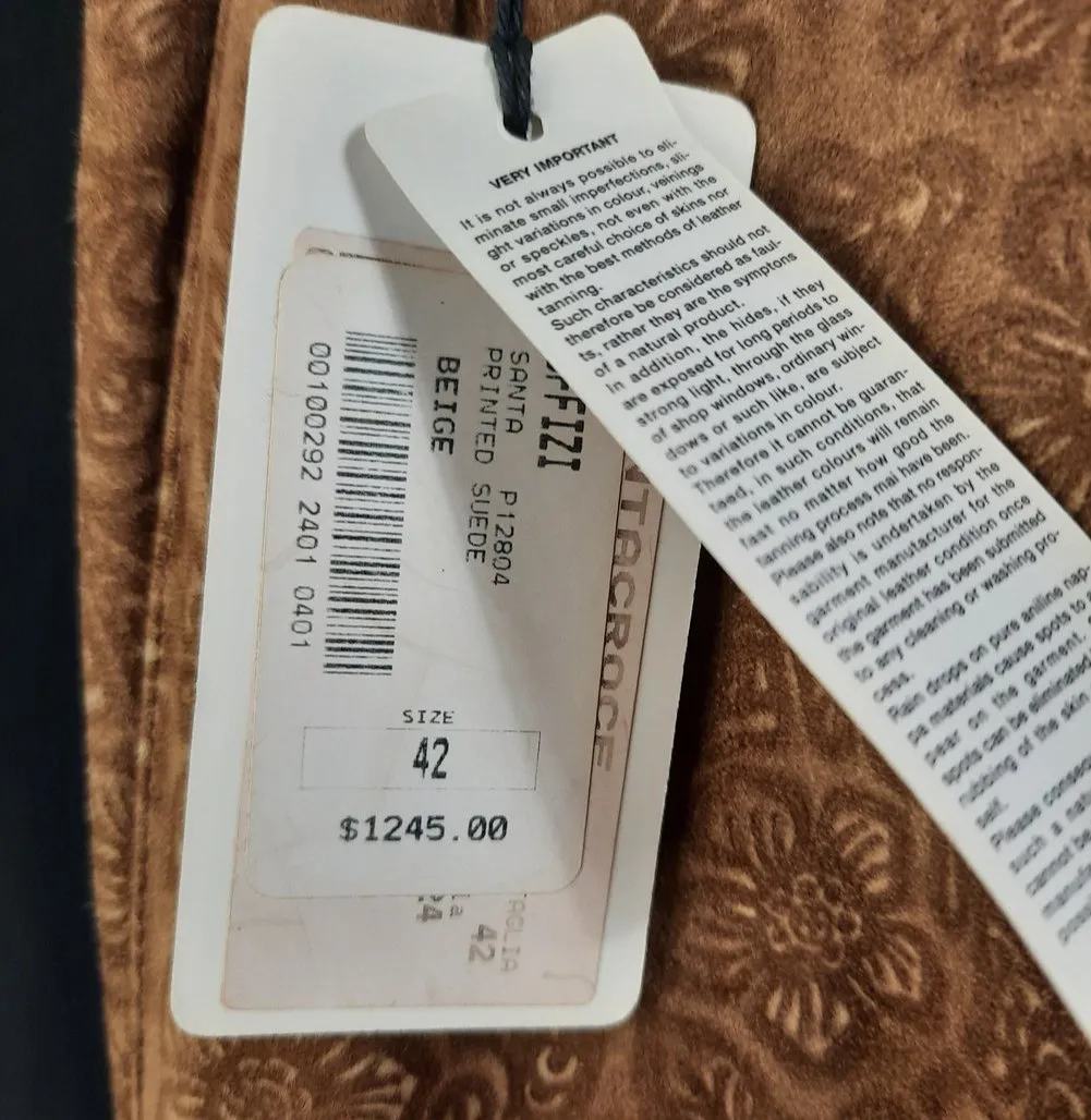 Santacroce Firenze  Printed Suede Leather Trousers Size 42