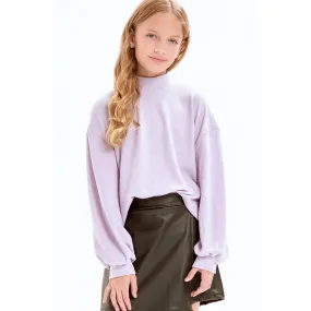 Thermal Knit Mock Neck Top in Lavender