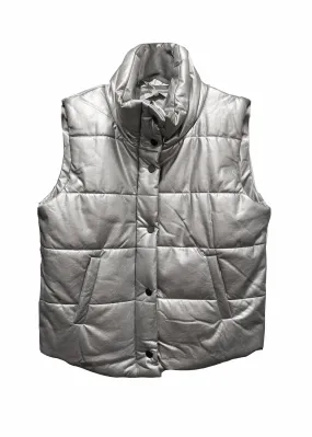 Vegan Puffer Vest in Silver - J Society