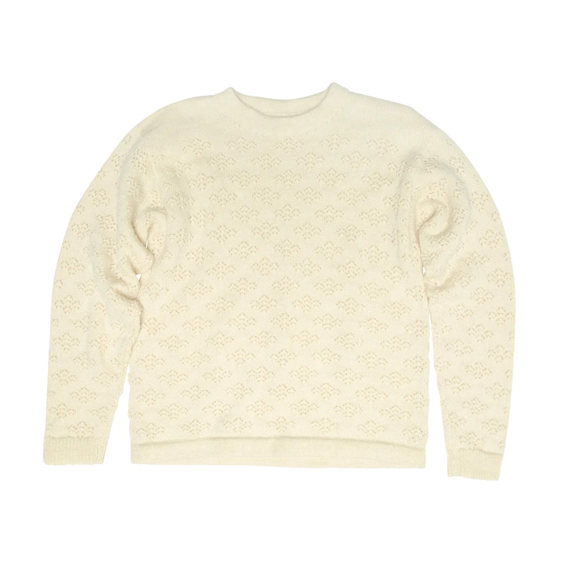 Victorian Floral Eyelet Lace Knit Virgin Wool Pullover