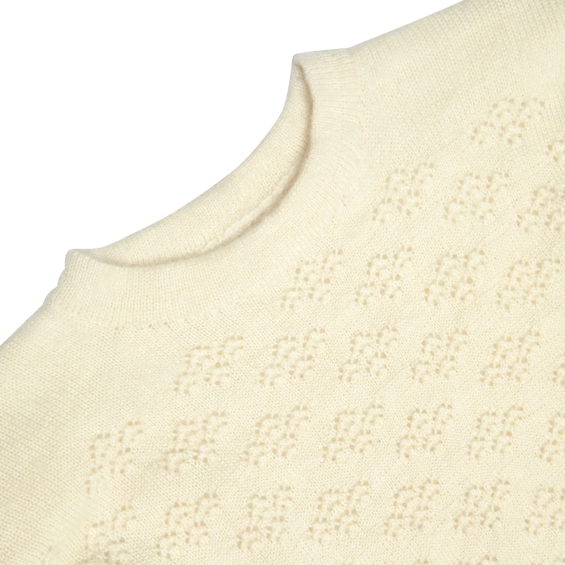 Victorian Floral Eyelet Lace Knit Virgin Wool Pullover