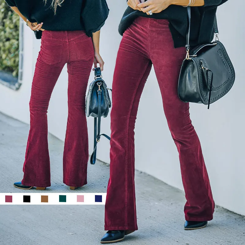 Women's High Waisted Slim Fit Flared Pants