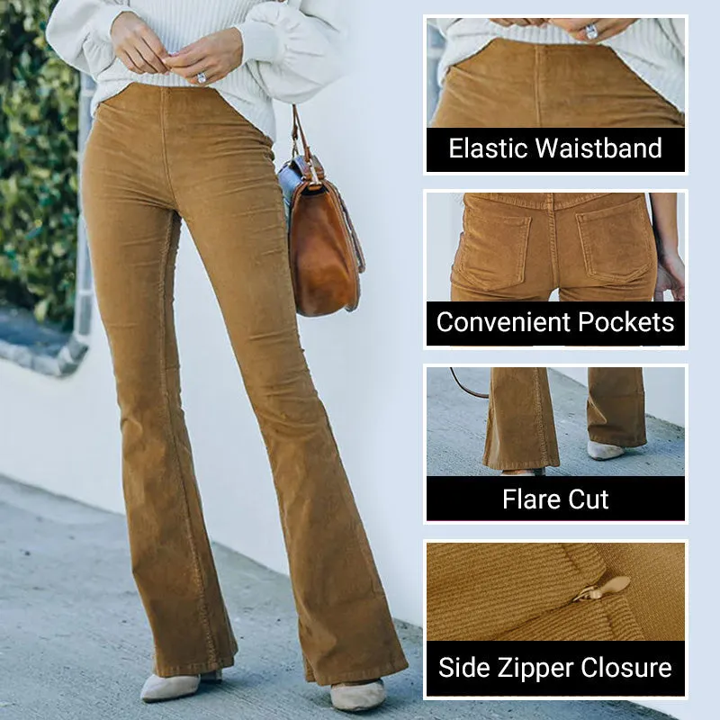 Women's High Waisted Slim Fit Flared Pants