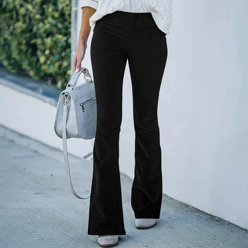 Women's High Waisted Slim Fit Flared Pants
