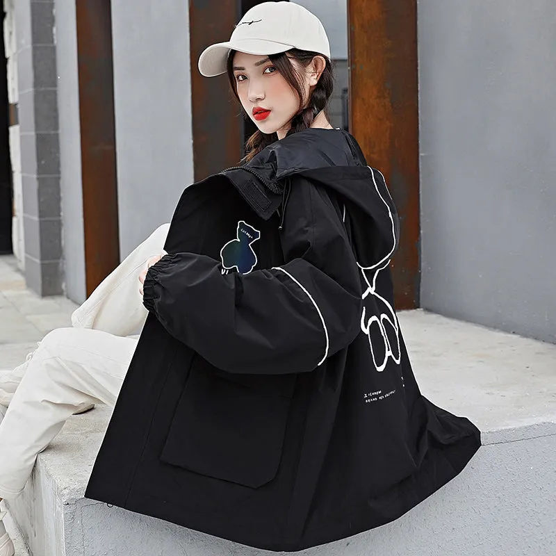 Women's Tooling Trench Coat For Girls Spring And Autumn