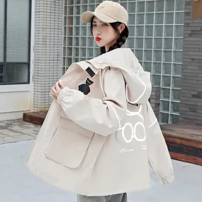 Women's Tooling Trench Coat For Girls Spring And Autumn