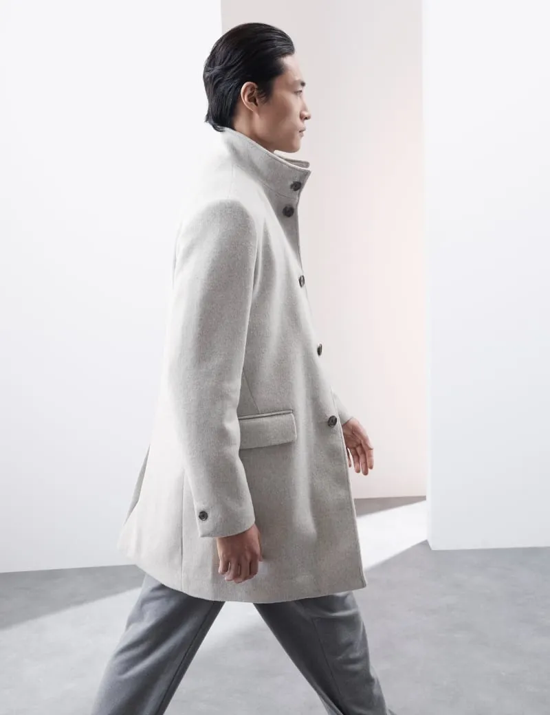 Wool Blend Funnel Neck Coat