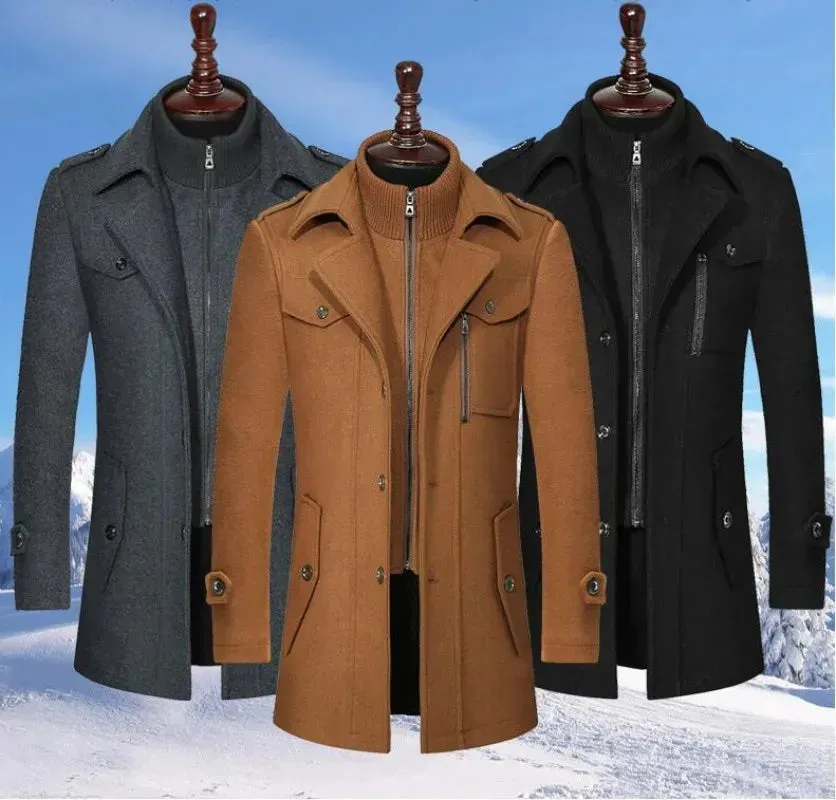Wool Trench Coat with Removable Quilted Vest