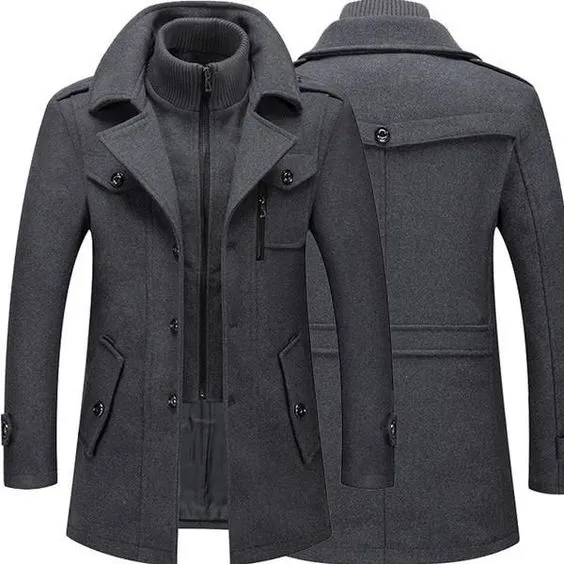Wool Trench Coat with Removable Quilted Vest