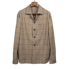 x Sartoria Carrara x Fox : chore jacket in deadstock Cream Brown and Green glenplaid wool flannel