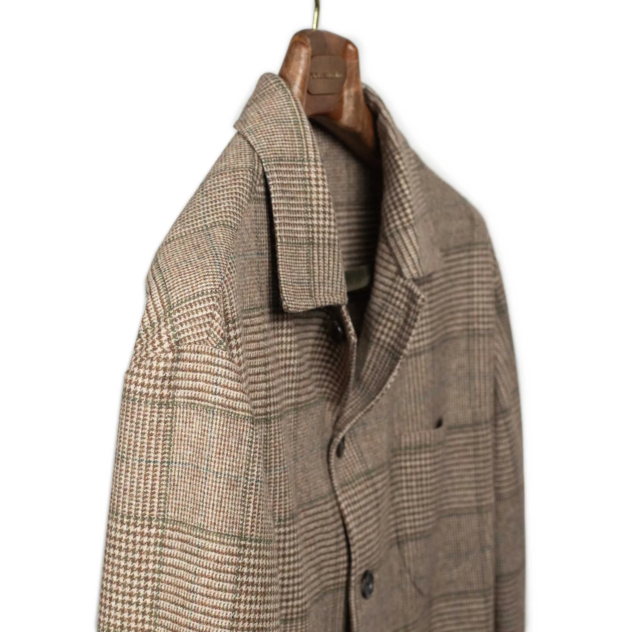 x Sartoria Carrara x Fox : chore jacket in deadstock Cream Brown and Green glenplaid wool flannel