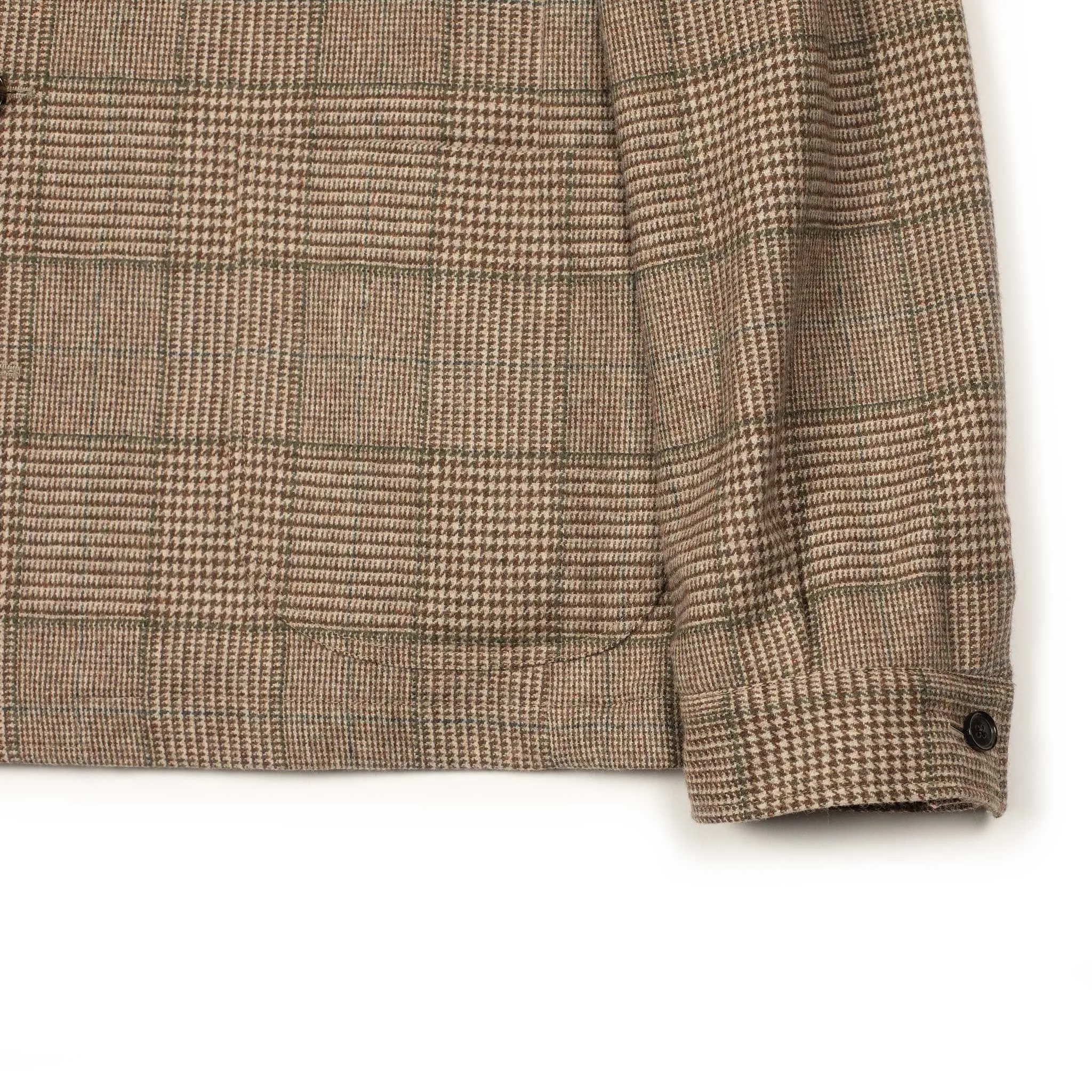 x Sartoria Carrara x Fox : chore jacket in deadstock Cream Brown and Green glenplaid wool flannel