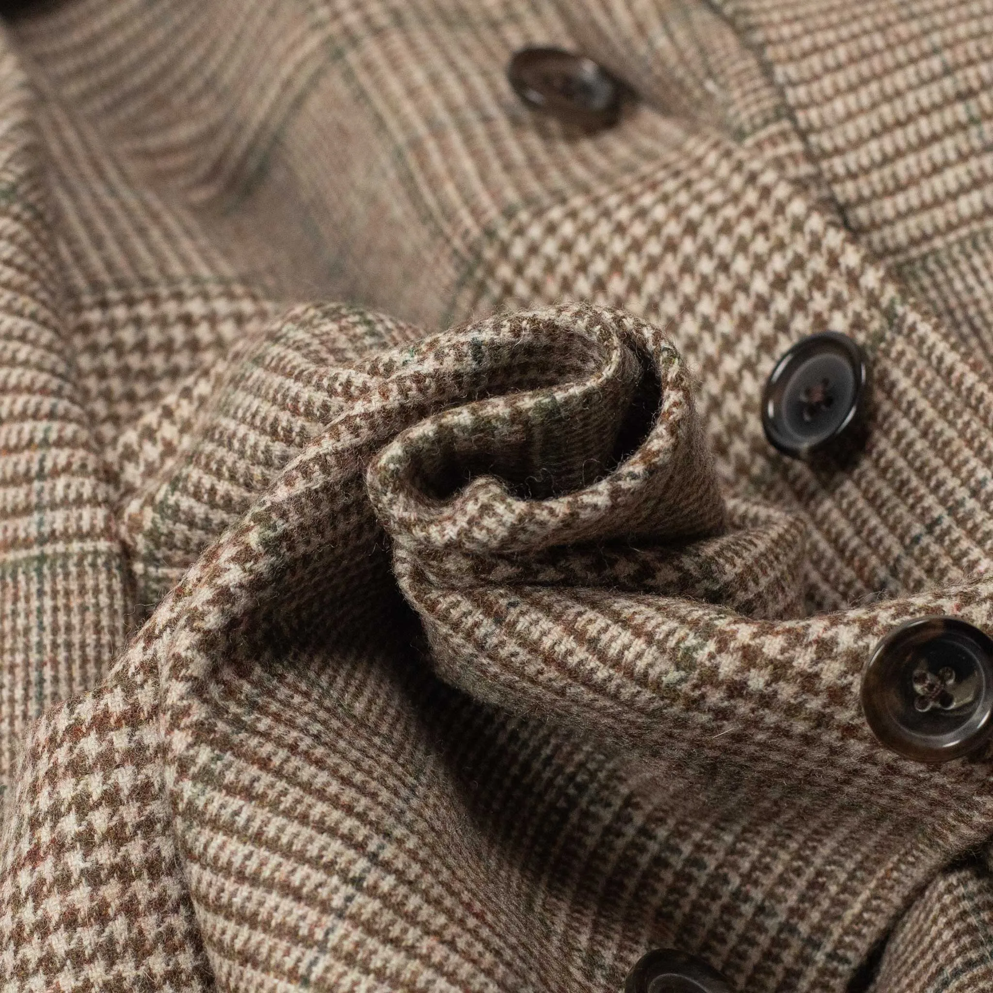 x Sartoria Carrara x Fox : chore jacket in deadstock Cream Brown and Green glenplaid wool flannel