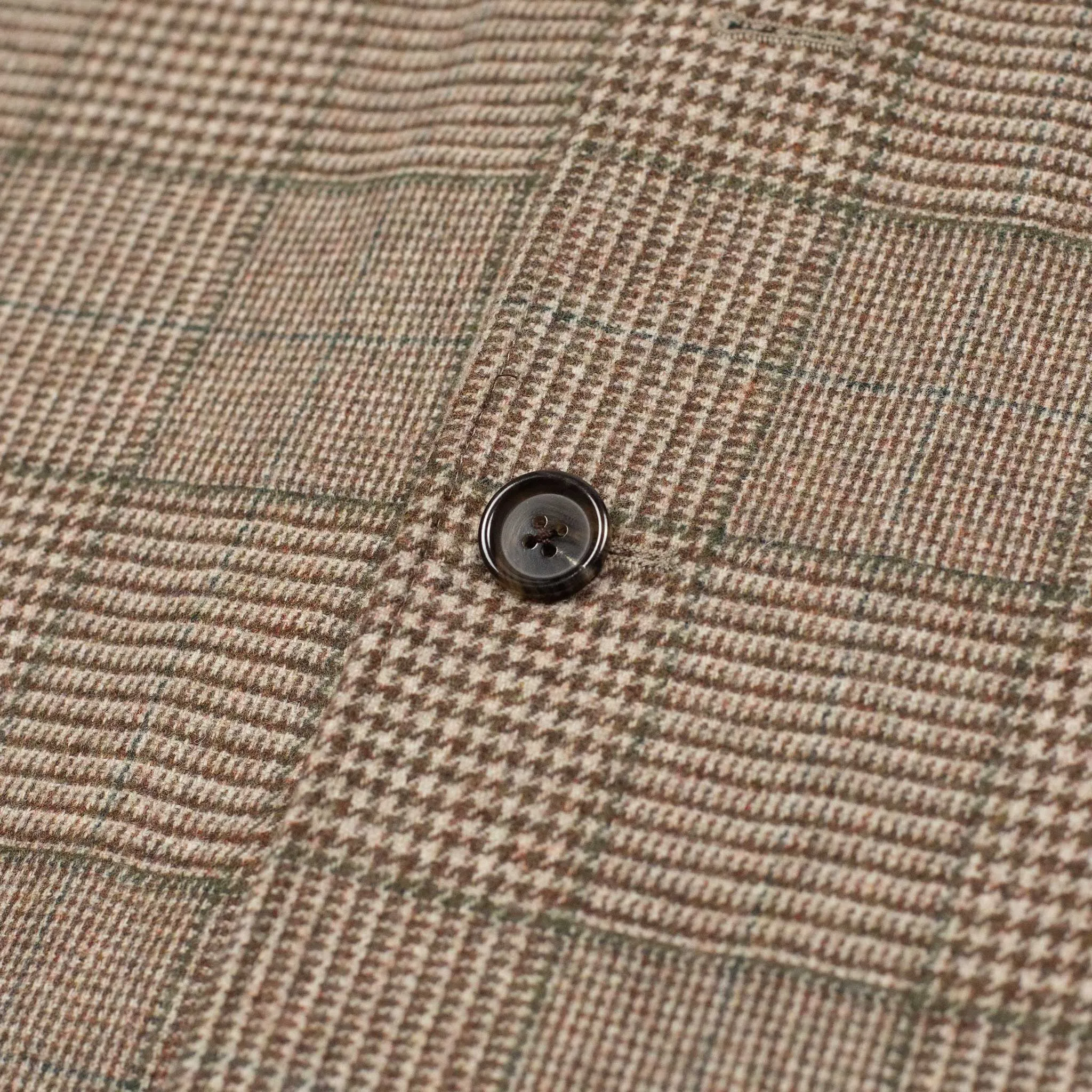 x Sartoria Carrara x Fox : chore jacket in deadstock Cream Brown and Green glenplaid wool flannel
