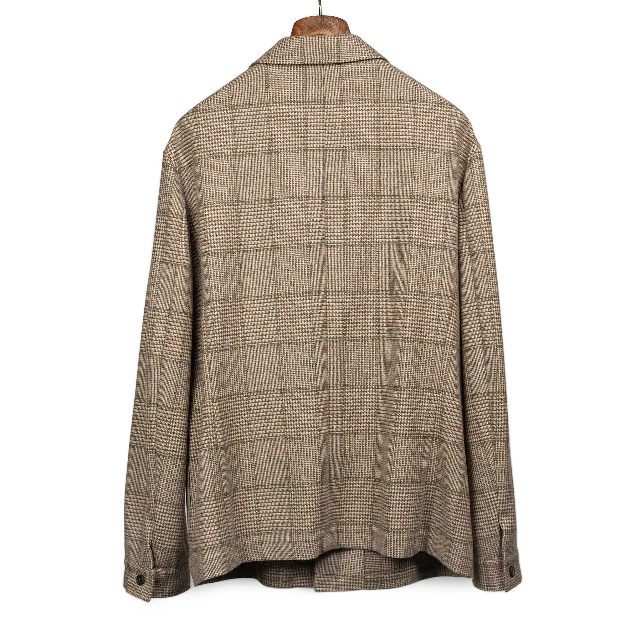 x Sartoria Carrara x Fox : chore jacket in deadstock Cream Brown and Green glenplaid wool flannel