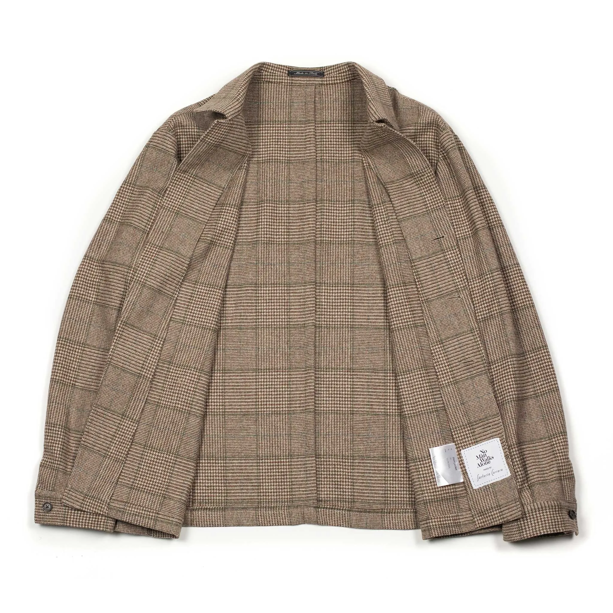 x Sartoria Carrara x Fox : chore jacket in deadstock Cream Brown and Green glenplaid wool flannel
