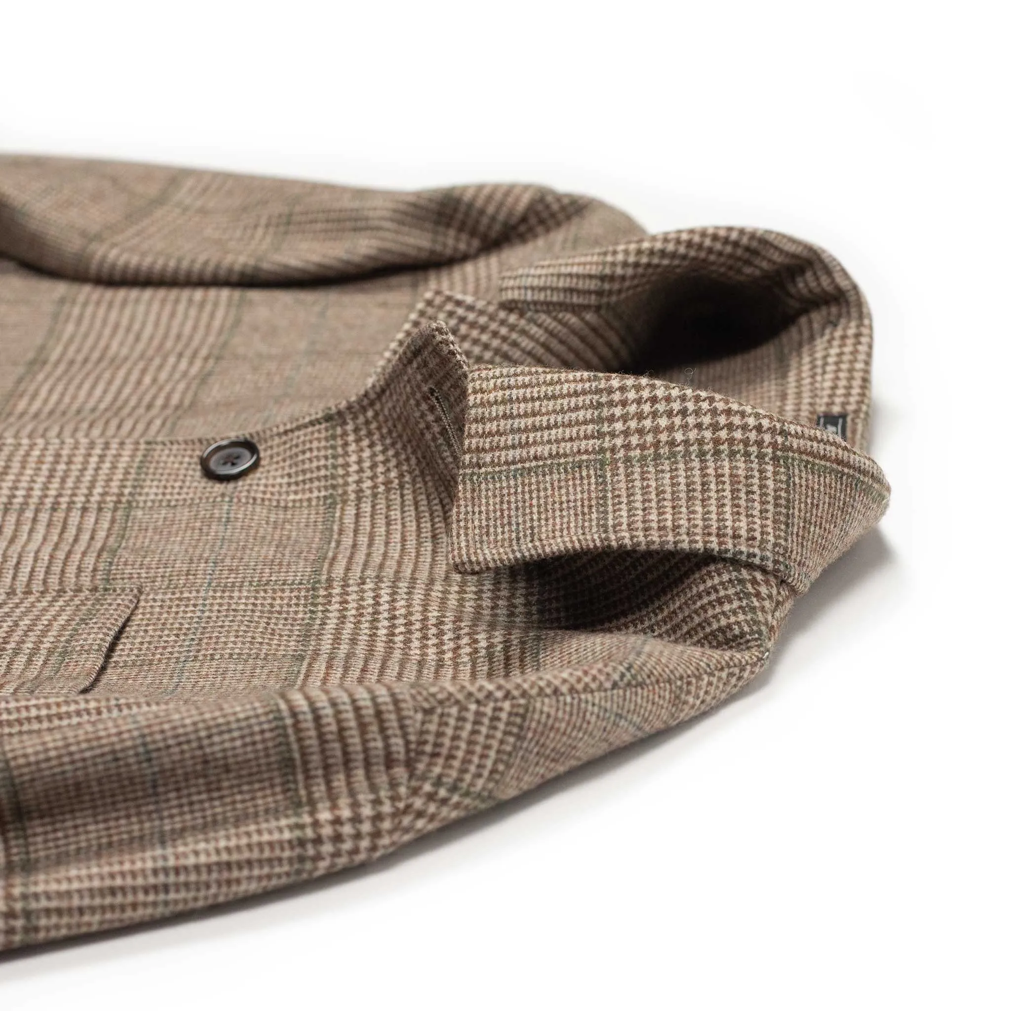 x Sartoria Carrara x Fox : chore jacket in deadstock Cream Brown and Green glenplaid wool flannel